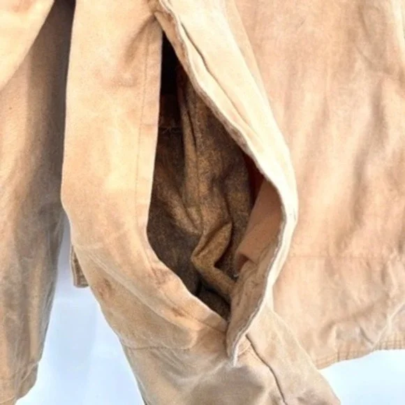 Vintage Sears Field Jacket Canvas Corduroy Collar Button Front Workwear Tan Sz M - Picture 14 of 16
